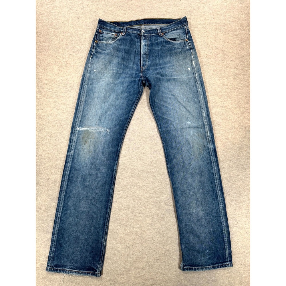 Levi's 501 Straight Leg Jeans Men's 36x36 Blue Denim Regular Fit Button Fly